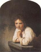 REMBRANDT Harmenszoon van Rijn A Young Girl Leaning on a Window Sill Sweden oil painting artist